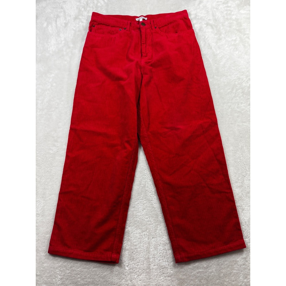 Frances Valentine Womens Corduroy High Rise Red Crop Wide Leg Pant 4 Meas: 30x25
